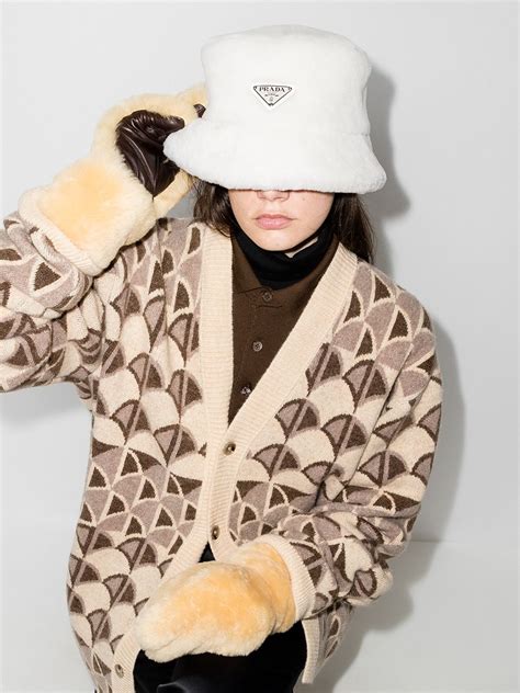 prada fur hat|Prada beanie white and pink.